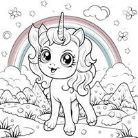 kawaii unicorno colorazione pagine foto