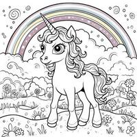 kawaii unicorno colorazione pagine foto