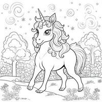 kawaii unicorno colorazione pagine foto