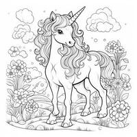 kawaii unicorno colorazione pagine foto