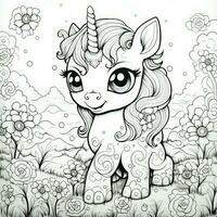 kawaii unicorno colorazione pagine foto