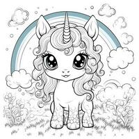 kawaii unicorno colorazione pagine foto