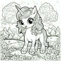 kawaii unicorno colorazione pagine foto