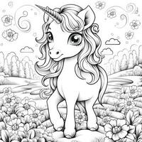 kawaii unicorno colorazione pagine foto