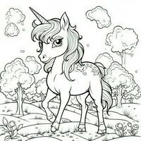 kawaii unicorno colorazione pagine foto