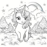 kawaii unicorno colorazione pagine foto