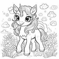 kawaii unicorno colorazione pagine foto