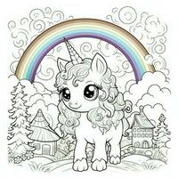 kawaii unicorno colorazione pagine foto