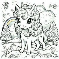 kawaii unicorno colorazione pagine foto