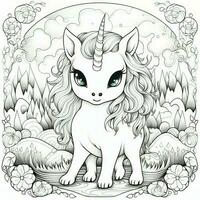 kawaii unicorno colorazione pagine foto