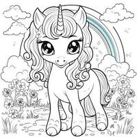 kawaii unicorno colorazione pagine foto