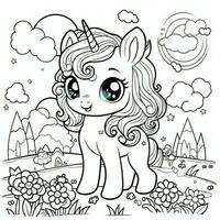 kawaii unicorno colorazione pagine foto