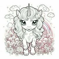 kawaii unicorno colorazione pagine foto