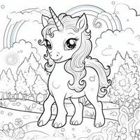 kawaii unicorno colorazione pagine foto