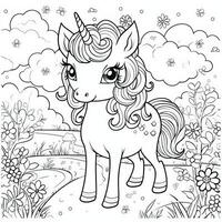 kawaii unicorno colorazione pagine foto