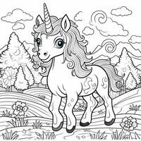 kawaii unicorno colorazione pagine foto