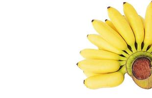 frutti di banana gialla isolati su sfondi bianchi foto