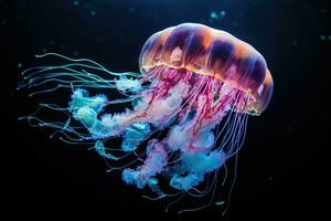 raggiante Medusa nel il mare. generativo ai foto