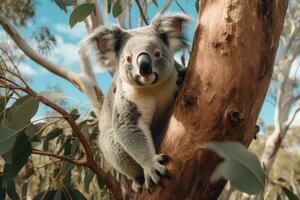 adorabile koala su eucalipto albero foto