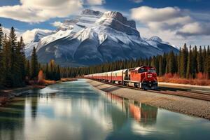 canadese Pacifico Ferrovia treno, Canada. generativo ai foto