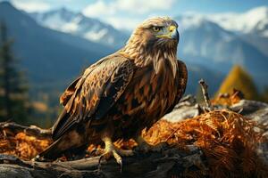 d'oro aquila nel natura. generativo ai foto