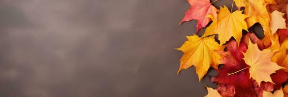 autunno sfondo con colorato le foglie su giallo sfondo. generativo ai foto