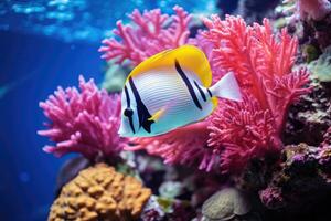 pesce al di sopra di un' corallo scogliera nel il mare. generativo ai foto