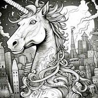 unicorno colorazione pagine comico stile foto