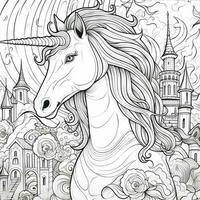 unicorno colorazione pagine comico stile foto