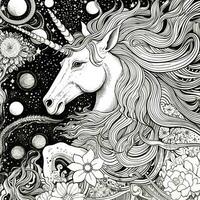 unicorno colorazione pagine comico stile foto