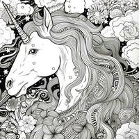 unicorno colorazione pagine comico stile foto