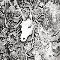 unicorno colorazione pagine comico stile foto