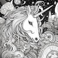 unicorno colorazione pagine comico stile foto