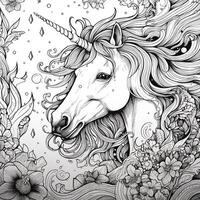 unicorno colorazione pagine comico stile foto