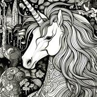 unicorno colorazione pagine comico stile foto