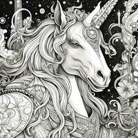 unicorno colorazione pagine comico stile foto