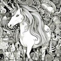 unicorno colorazione pagine comico stile foto