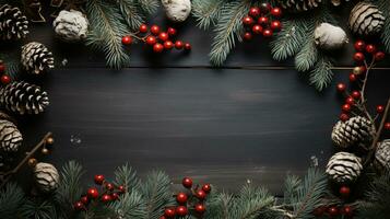 Natale telaio di albero rami. ai generato foto