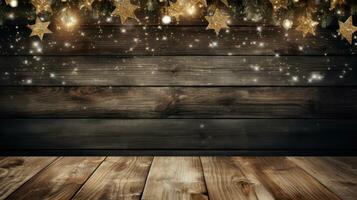 Natale sfondo con di legno tavole ai generato foto
