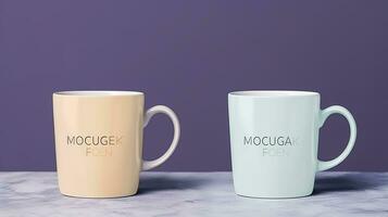 boccale modello - Due tazze di tè o caffè con etichetta foto
