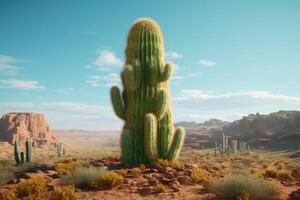 foto di cactus albero nel il mezzo di il deserto. generativo ai