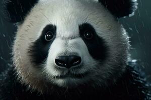 avvicinamento foto di panda nel il pioggia. generativo ai