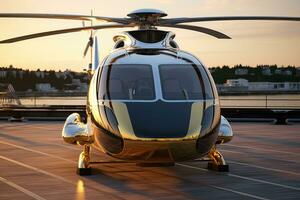 un' vicino - su foto di il lussuoso superyacht elicottero pad, in mostra il elicottero nel un' elegante e elegante design. generativo ai