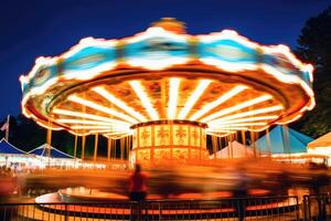 un' tradizionale giostra nel movimento, un' di base vista a Oktoberfest. generativo ai foto