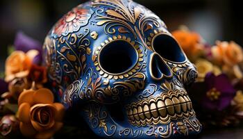 festivo cranio - decorato zucchero cranio per dia de los muertos. generativo ai foto