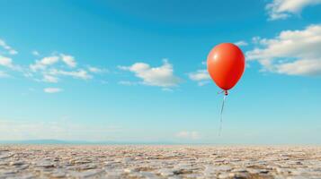 minimalista sparo, singolo Palloncino galleggiante contro un' vuoto cielo. generativo ai foto