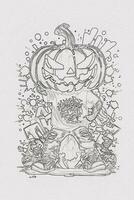 un' disegnato a mano schizzo di un' Halloween zucca schema illustrazione foto