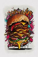 acquerello struttura pittura un' grande Hamburger illustrazione foto