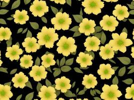senza soluzione di continuità modello con giallo colore fiori su un' nero sfondo foto