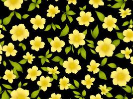 senza soluzione di continuità modello con giallo colore fiori su un' nero sfondo foto